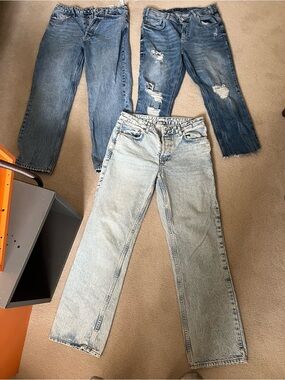 Zara Light and Medium Blue Acid-Wash Denim Jeans Bundle